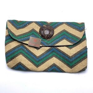 The Royal Standard Multi Chevron Jute Clutch NWT
